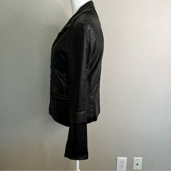 Big Chill Vintage Faux Black Leather With Bronze Distressed Jacket Size Medium - Picture 10 of 15